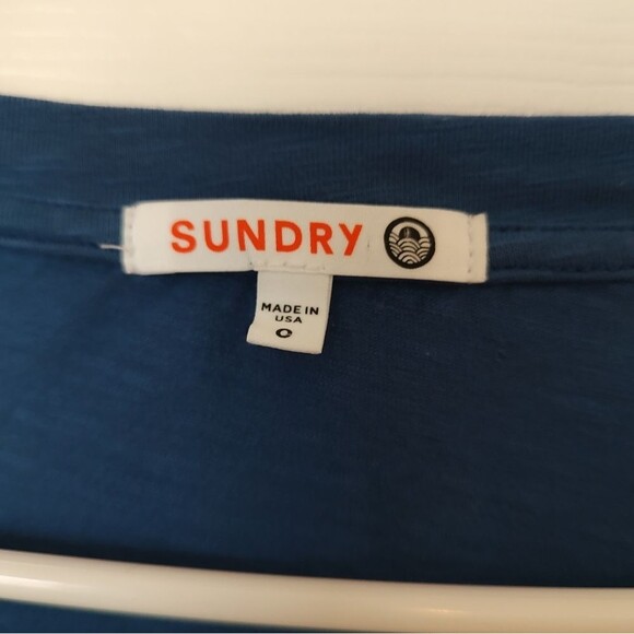 SUNDRY Anthropologie ruched cotton dress blue size 0 XS - Picture 5 of 9